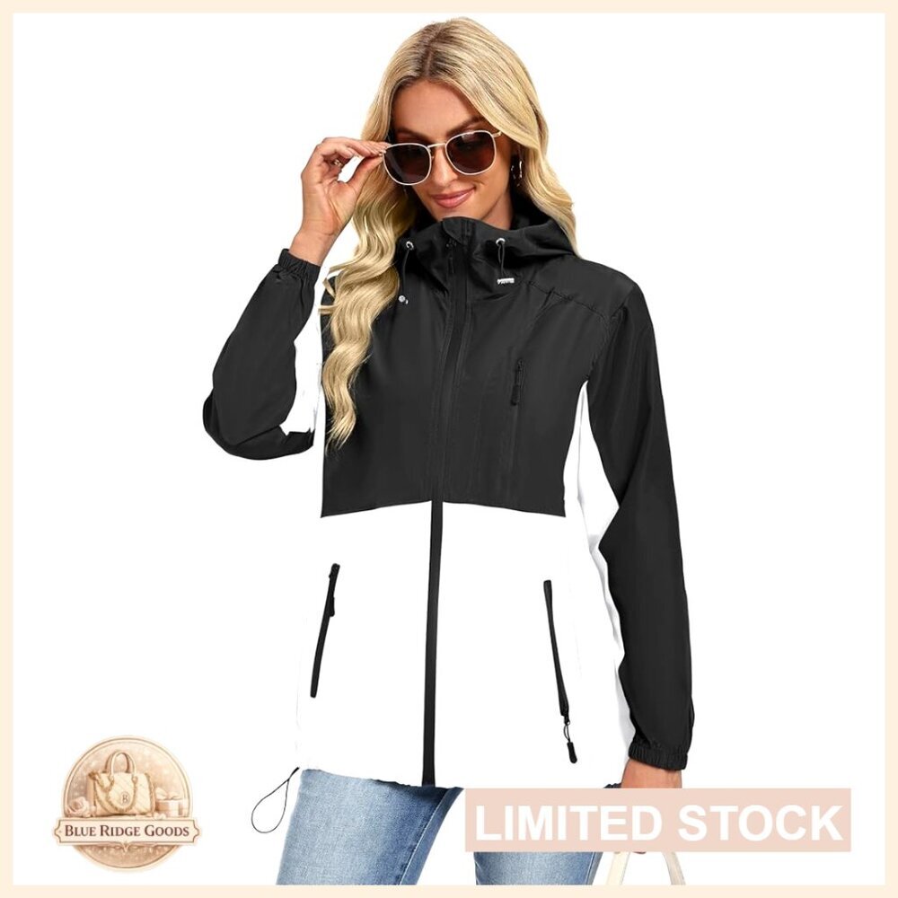 Lightweight Packable Rain Jacket Waterproof Windbreaker Trench Coat Chic